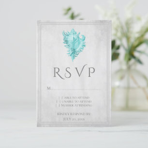 Carte RSVP de mariage turquoise Conch Shell
