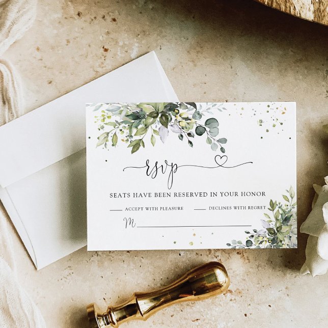 Carte RSVP de mariage vert (Créateur téléchargé)