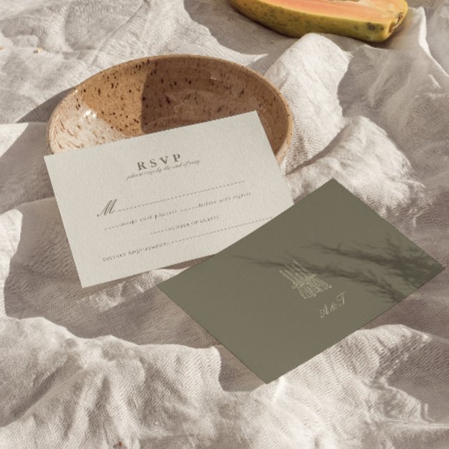 Carte RSVP de mariage vert bande lunaire (Créateur téléchargé)