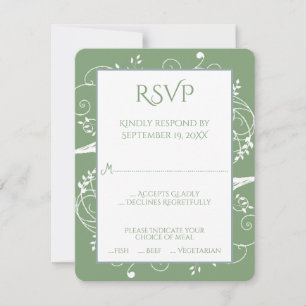Carte RSVP de mariage vert de mousse
