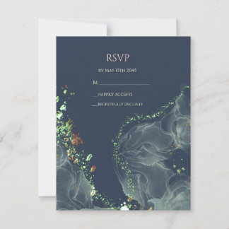 Carte RSVP de mariage vert émeraude  
