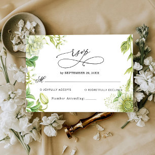 Carte RSVP de mariage vert moderne