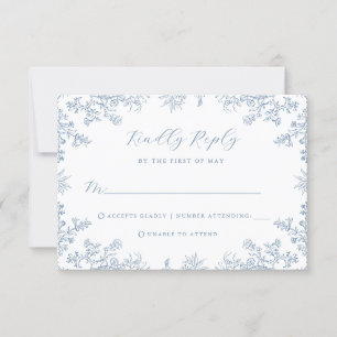 Carte RSVP de mariage Vintage bleu