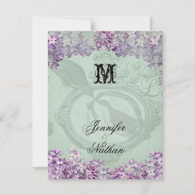 Carte RSVP de mariage vintage Lilacs (Devant)