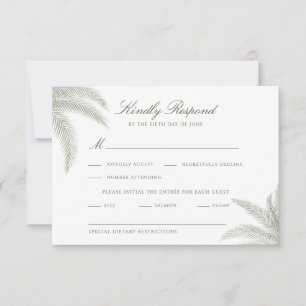 Carte RSVP de mariage vintage Palm Tree