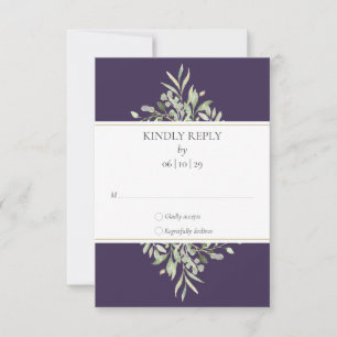 Carte RSVP de mariage violet écologique