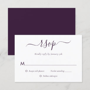 Carte RSVP de mariage violet moderne