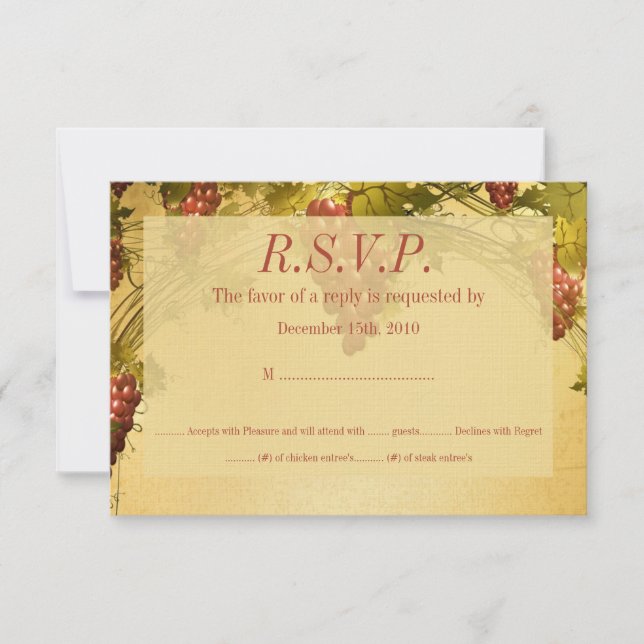 Carte RSVP de mariage viticole (Devant)