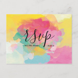 Carte Rsvp de mariage Watercolor Script Postcard