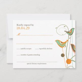 Carte RSVP de mariage Whimsical Summer Birds & Swi