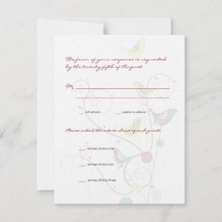 Carte RSVP de mariage Whimsical Summer Birds & Swi