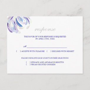 Carte RSVP de menu Mariage floral simple