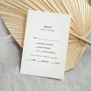 Carte RSVP de menu minimaliste classique