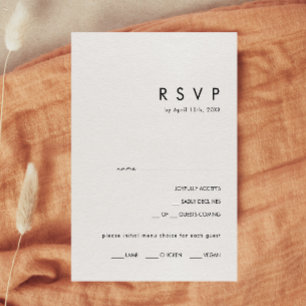 Carte RSVP de menu minimaliste moderne