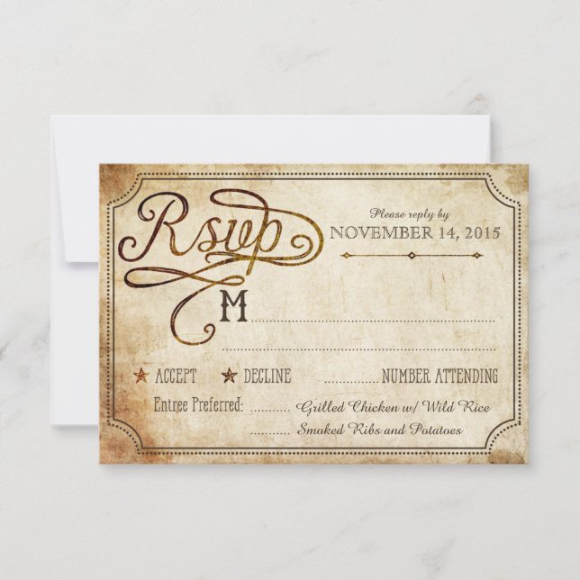 Carte RSVP de pays rustique Rooster vintage (Devant)