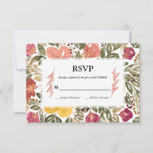Carte RSVP de peinture de fleurs botaniques