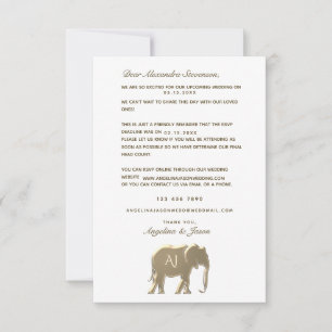 Carte RSVP de rappel d'or simple