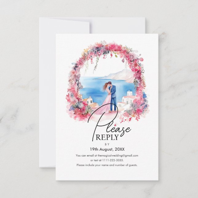 Carte RSVP de réponse aquarelle Moments mariages (Devant)