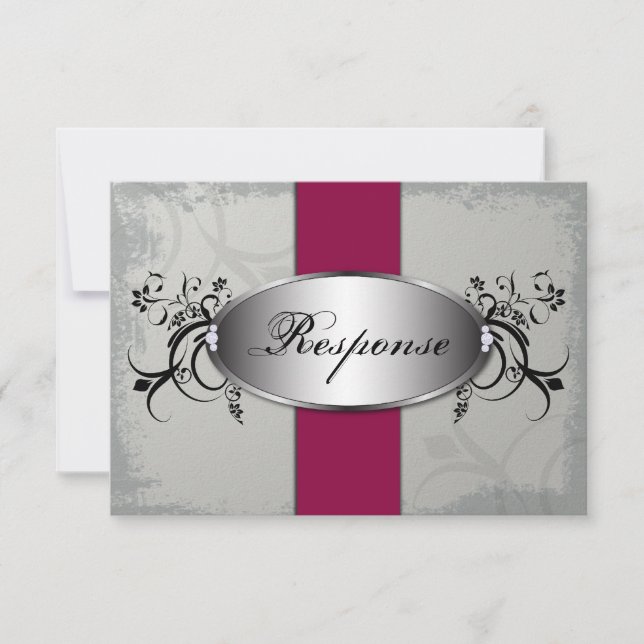 Carte RSVP de réponse mariage - Gris d'ardoise rou (Devant)