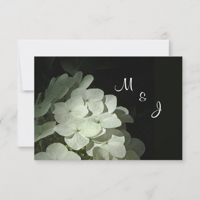 Carte RSVP de réponse Mariage Hydrangea blanche (Devant)