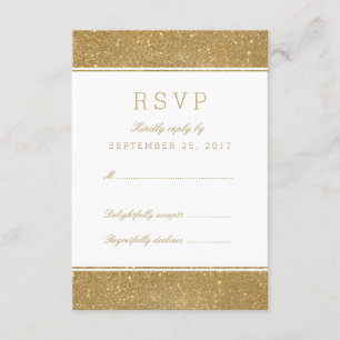 Carte RSVP de réponse Parties scintillant Or Faux