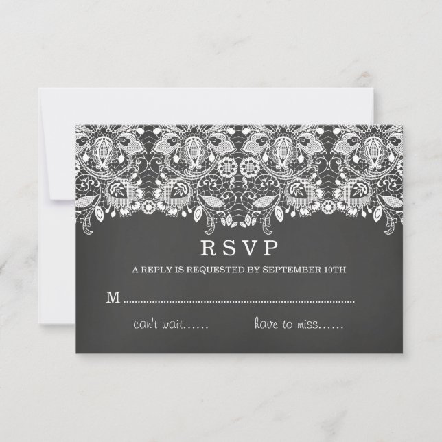 Carte RSVP de tableau noir et dentelle (Devant)