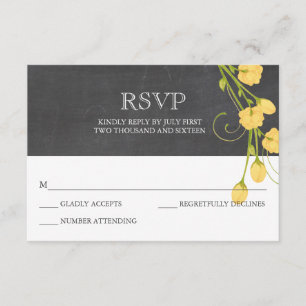 Carte rsvp de tableau rouge rose Jaune