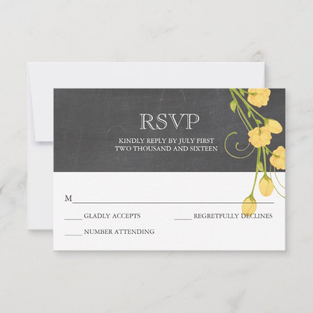 Carte rsvp de tableau rouge rose Jaune (Devant)