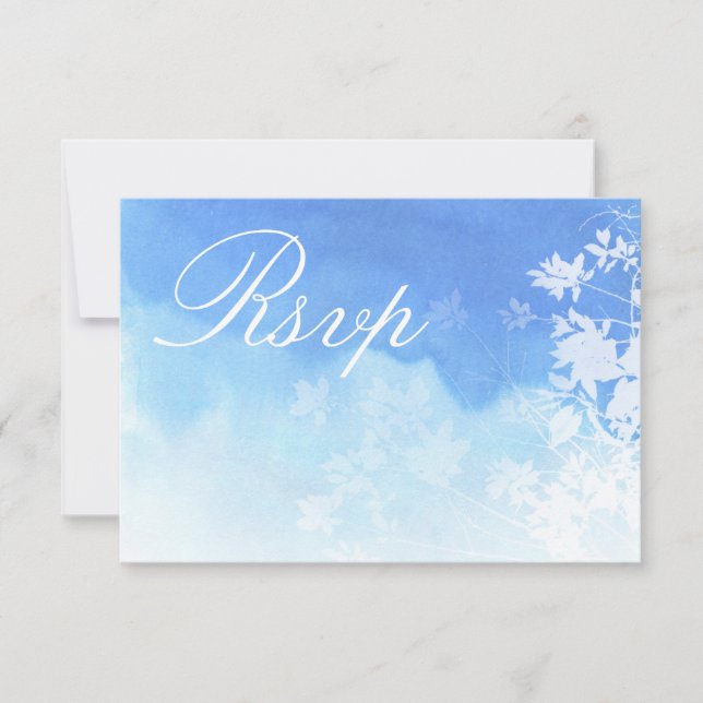 Carte RSVP Delicate Blue Watercolor Foliage (Devant)
