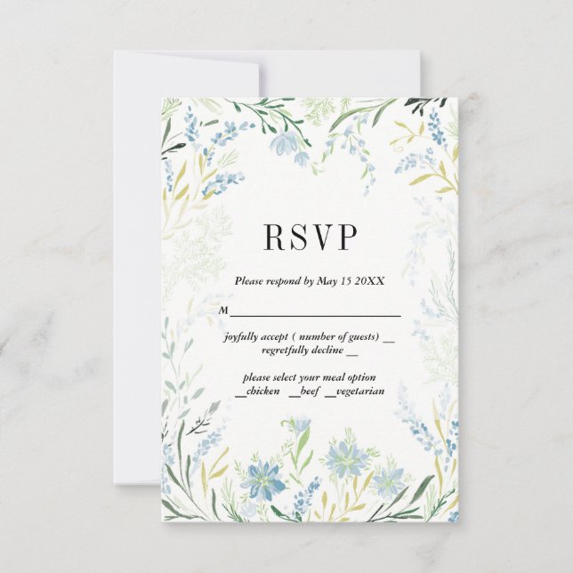 Carte RSVP Delicate Flower Meadow Anglais (Devant)