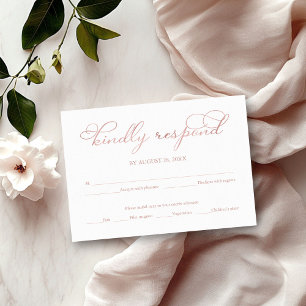Carte RSVP Delicate Rose Gold Foil Script Wedding