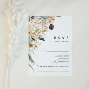 Carte RSVP Demande de Chanson Florale Blanche