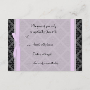 Carte RSVP Demeure Rose et Noir Damas