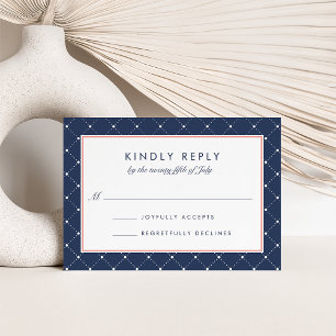 Carte RSVP Diamant Dot Corail et Marine
