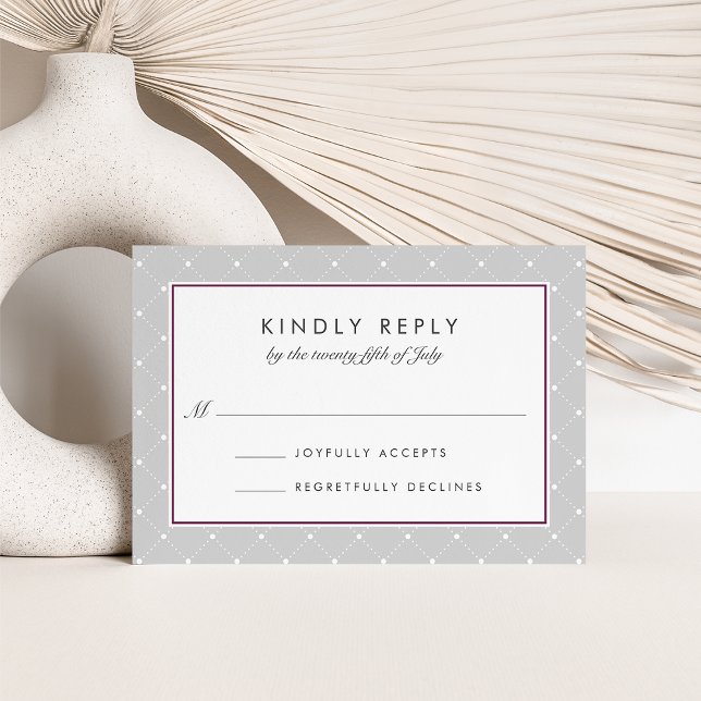 Carte RSVP Diamant Dot | Plum et gris (Créateur téléchargé)