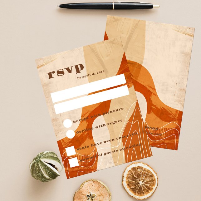 Carte rsvp d'inspiration rétro, conception orange  (Créateur téléchargé)