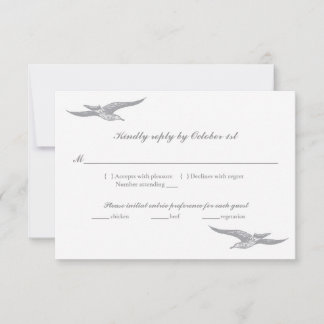 Carte RSVP d'oiseau de mer pour mariage côtier