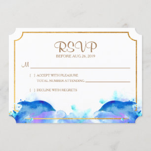 Carte RSVP Dolphin Aquarelle Bleue