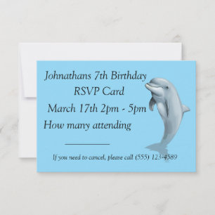 Carte RSVP Dolphin Birthday
