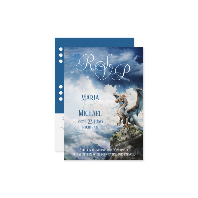 Carte RSVP Dragon Celtique Imaginaire (Devant/Arrière en situation)