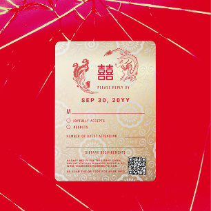 Carte RSVP Dragon Phoenix Double Xi Chinese Weddin