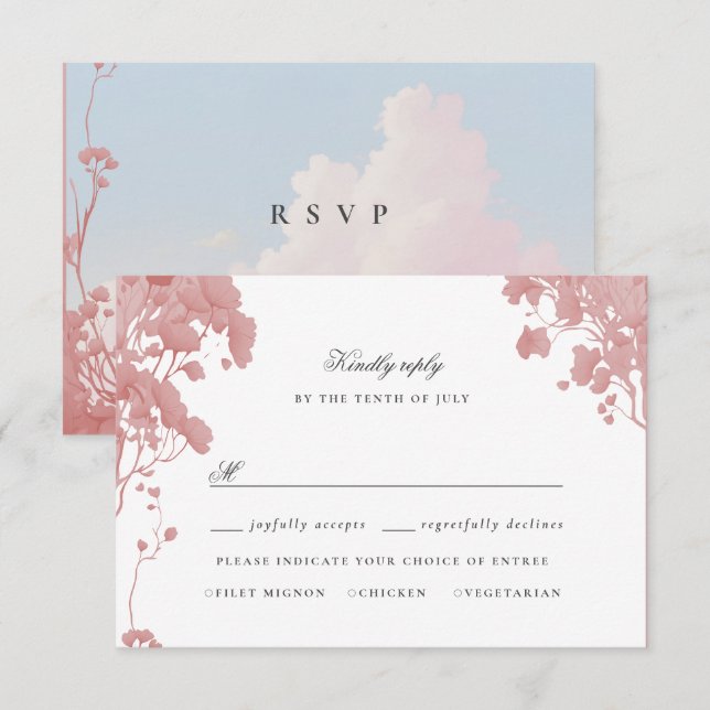 Carte rsvp Dreamy floral storybook (Devant / Derrière)