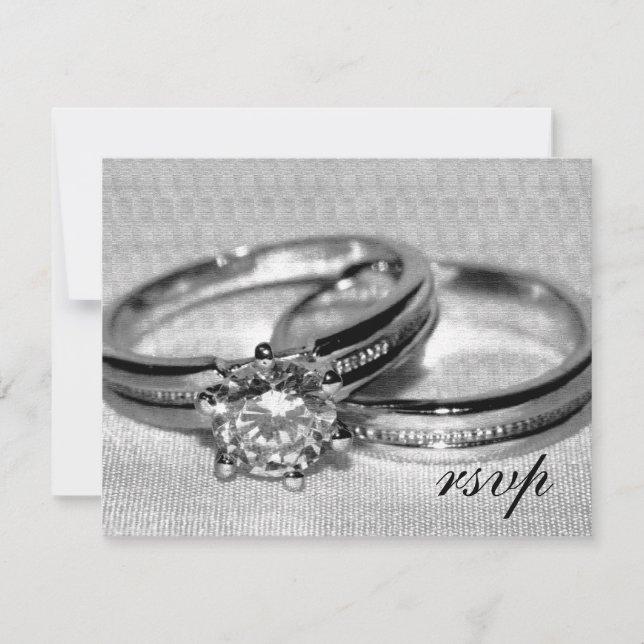 Carte RSVP du jeu d'anneaux de Mariage diamant (Devant)