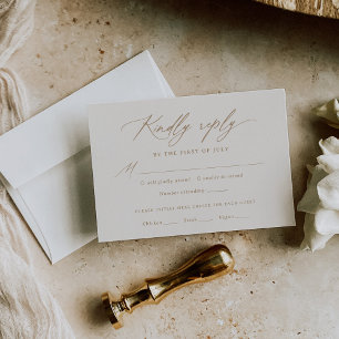 Carte RSVP du Mariage de calligraphie ivoire et or