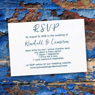 Carte RSVP du menu Texte bleu neutre