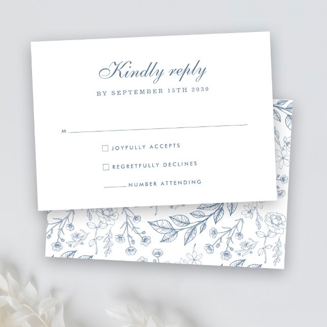 Carte RSVP Dusty Blue Floral Wedding (Créateur téléchargé)