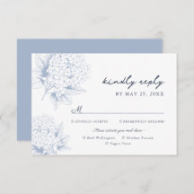 Carte RSVP Dusty Blue Hydrangea Options de repas
