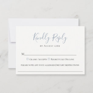 Carte RSVP Dusty Blue Mariage Food Allergy