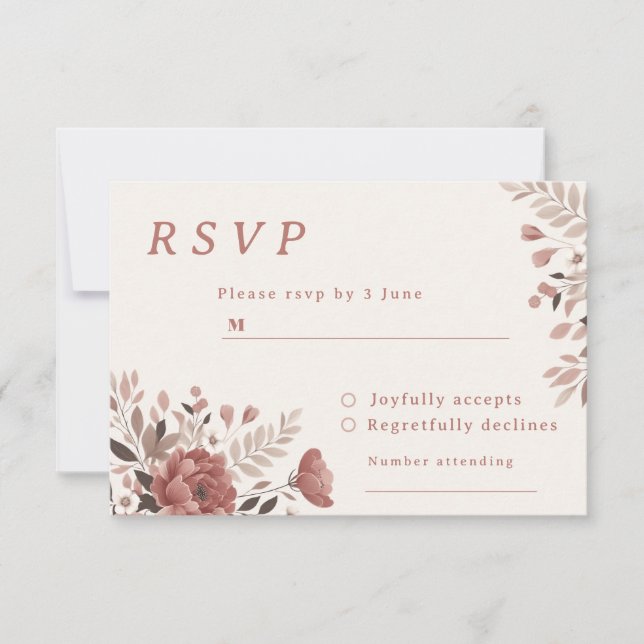 Carte RSVP Dusty Rose Floral Wedding (Devant)