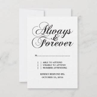 Carte RSVP Ebony Always & Forever Wedding